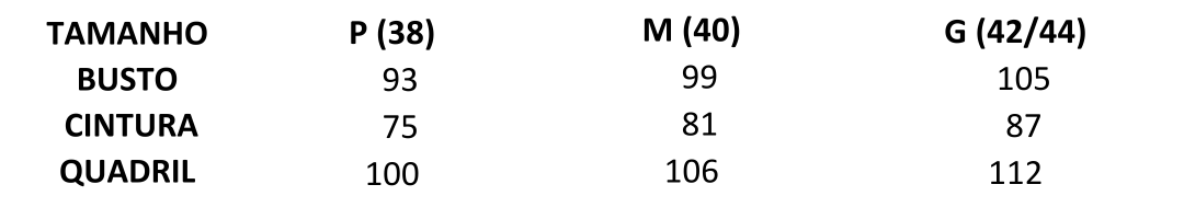 tabela de medidas